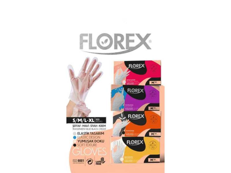 Florex Gloves Mavi Poşet Eldiven 100 lü Paket M Beden Florex Gloves Mavi Poşet Eldiven 100 lü Paket M Beden