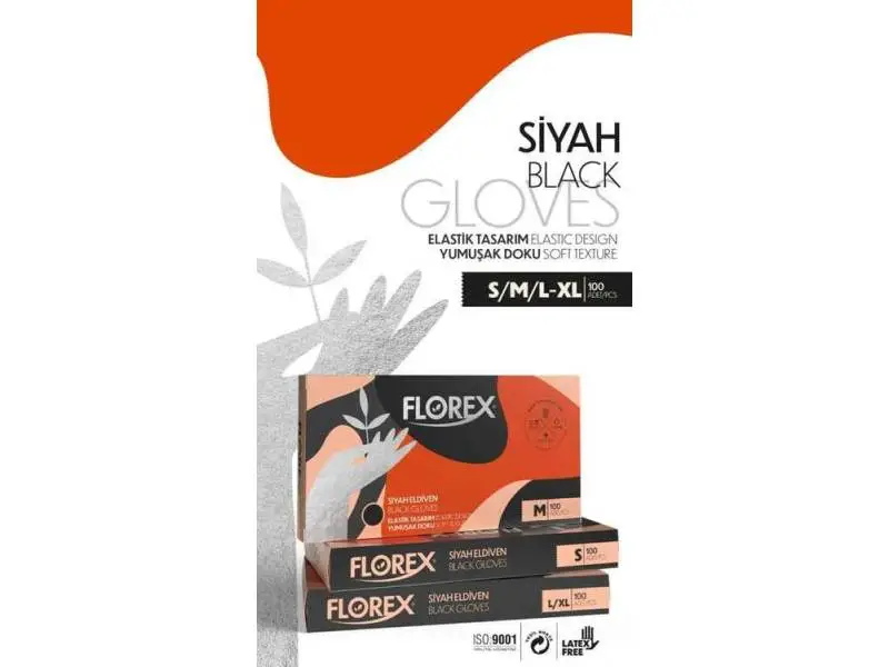 Florex Gloves Siyah Poşet Eldiven 100 lü Paket L-XL Beden Florex Gloves Siyah Poşet Eldiven 100 lü Paket L-XL Beden