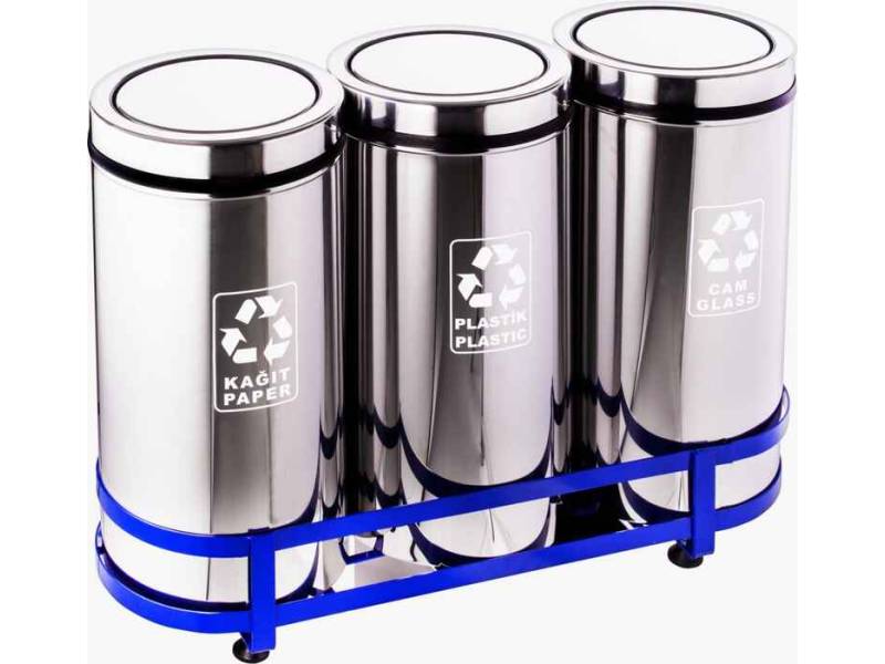 Palex 3561-3 Geri Dönüşüm 3 lü Döner Kapaklı Metal