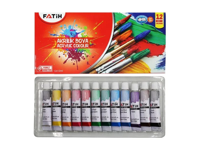 FATİH 12 RENK AKRİLİK BOYA 12 gr 50501 FATİH 12 RENK AKRİLİK BOYA 12 gr 50501