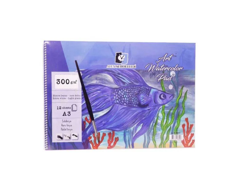 ALEX A3 SPİRALLİ ART SULU BOYA DEFTERİ 12 YP 300 GR ALX-3923 ALEX A3 SPİRALLİ ART SULU BOYA DEFTERİ 12 YP 300 GR ALX-3923