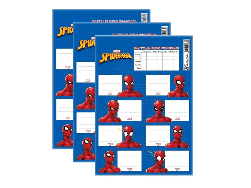 KESKİN SPIDERMAN 3 LÜ DERS PROGRAMLI ETİKET 220130-06 KESKİN SPIDERMAN 3 LÜ DERS PROGRAMLI ETİKET 220130-06