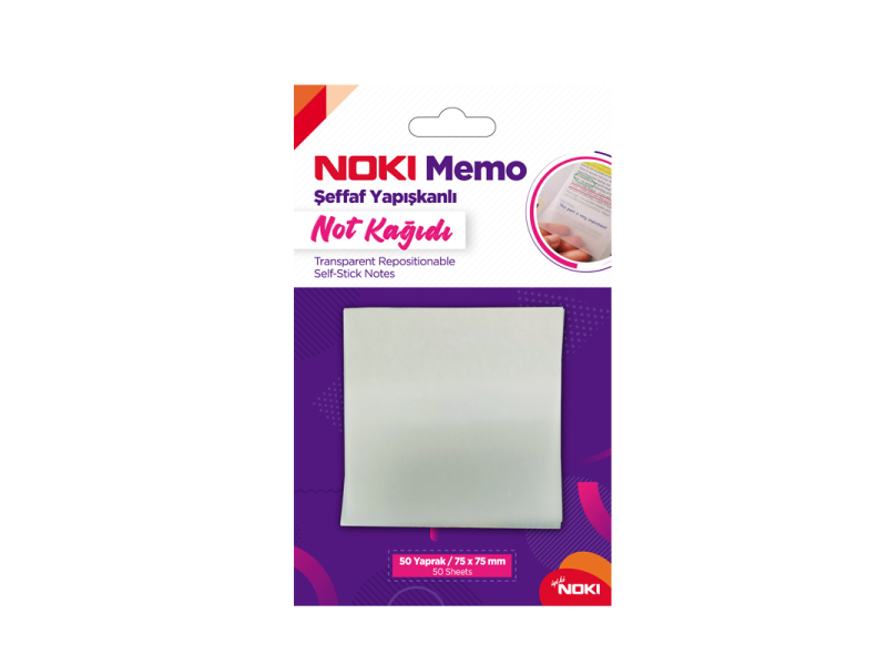 NOKİ MEMO 75x75 ŞEFFAF 50 YP YAPIŞKANLI NOT KAĞIDI POSTİT 12300 NOKİ MEMO 75x75 ŞEFFAF 50 YP YAPIŞKANLI NOT KAĞIDI POSTİT 12300