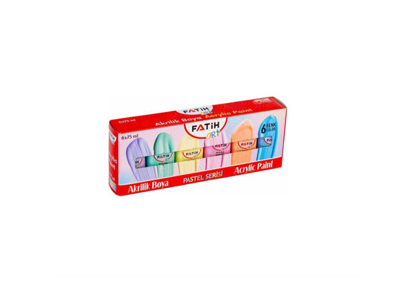 FATİH 6 RENK AKRİLİK BOYA PASTEL RENKLER75 gr FA55510 FATİH 6 RENK AKRİLİK BOYA PASTEL RENKLER75 gr FA55510