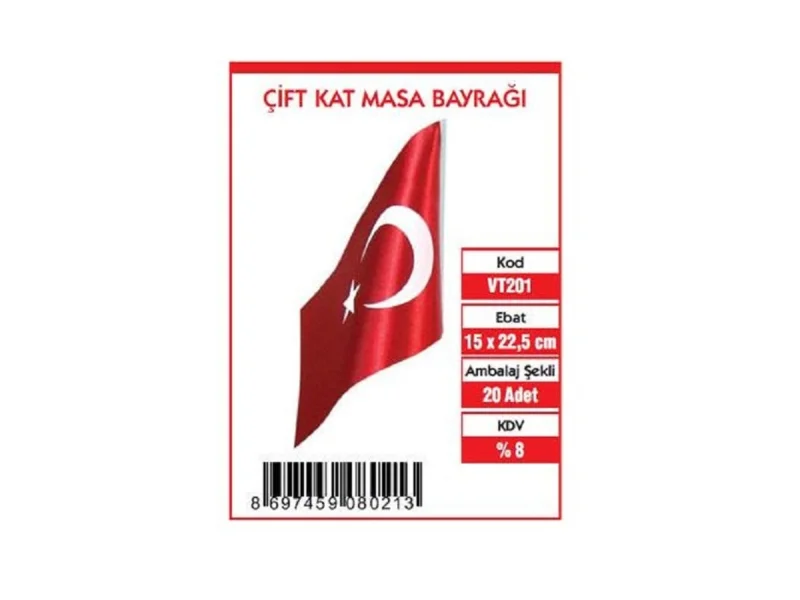 VATAN 15x22,5 ÇİFT KAT MASA BAYRAĞI VT201 VATAN 15x22,5 ÇİFT KAT MASA BAYRAĞI VT201