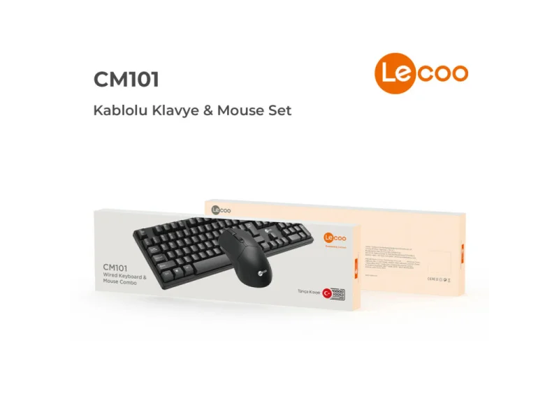 LECOO CM101 SİYAH KABLOLU KLAVYE & MOUSE SET LECOO CM101 SİYAH KABLOLU KLAVYE & MOUSE SET