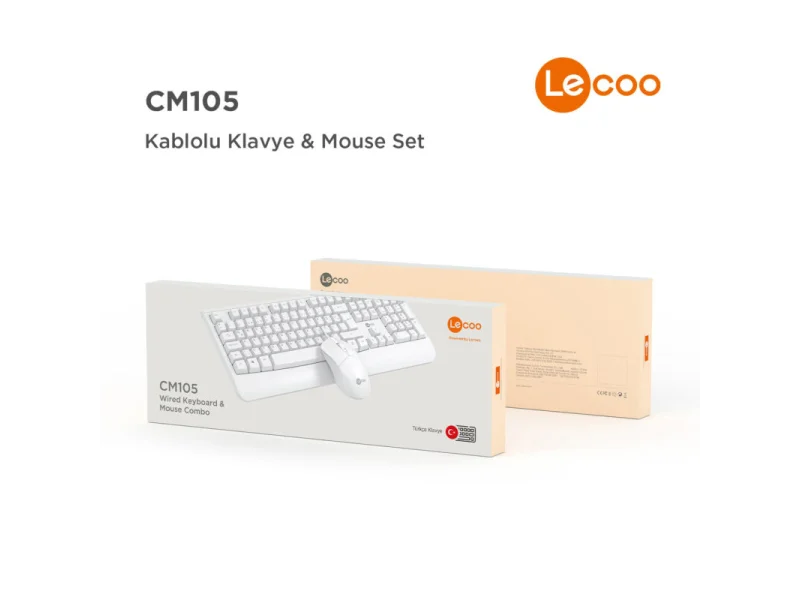 LECOO CM105 BEYAZ KABLOLU MOUSE & KLAVYE SET LECOO CM105 BEYAZ KABLOLU MOUSE & KLAVYE SET
