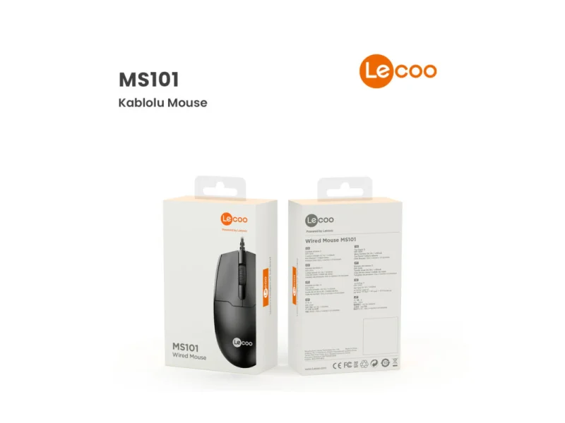 LECOO MS101 SİYAH USB KABLOLU MOUSE LECOO MS101 SİYAH USB KABLOLU MOUSE