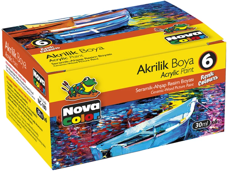 NOVA COLOR 6 RENK AKRİLİK BOYA ŞİŞE NC-180