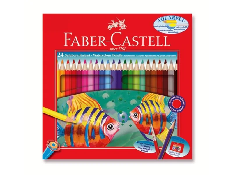 FABER 24 RENK AQUAREL BOYA KALEMİ KARTON KT 110624 FABER 24 RENK AQUAREL BOYA KALEMİ KARTON KT 110624
