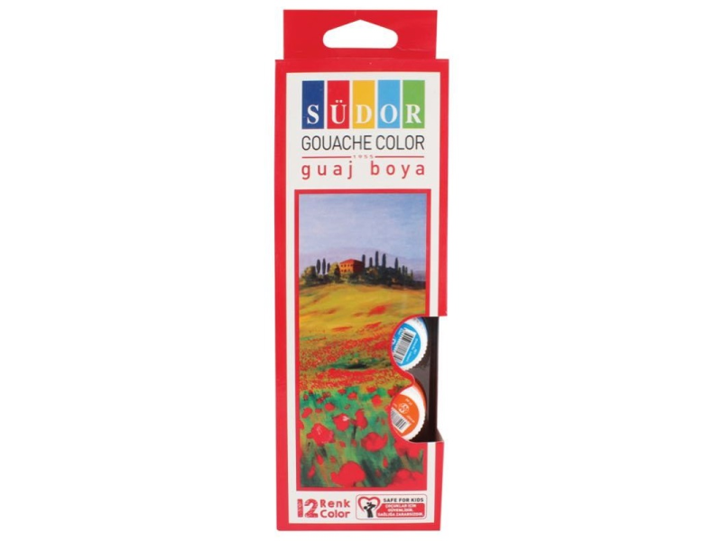 SÜDOR 12 RENK GUAJ BOYA ŞİŞE 15 ml SD525 SÜDOR 12 RENK GUAJ BOYA ŞİŞE 15 ml SD525