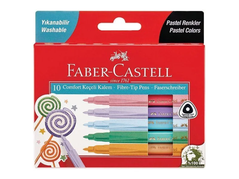 FABER 10 RENK COMFORT KEÇELİ KALEM PASTEL RENKLER 50620000110 FABER 10 RENK COMFORT KEÇELİ KALEM PASTEL RENKLER 50620000110