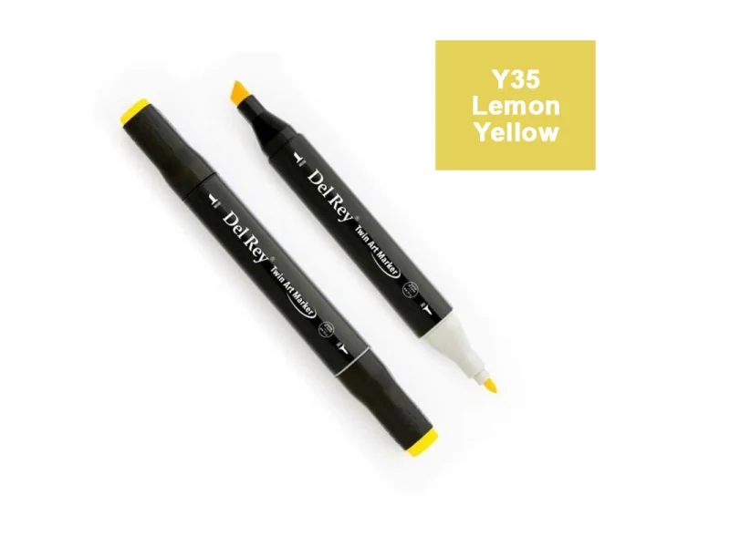 DEL REY TWIN MARKER Y35 LEMON YELLOW ÇİFT UÇLU GRAFİK KALEMİ  MN-DR035