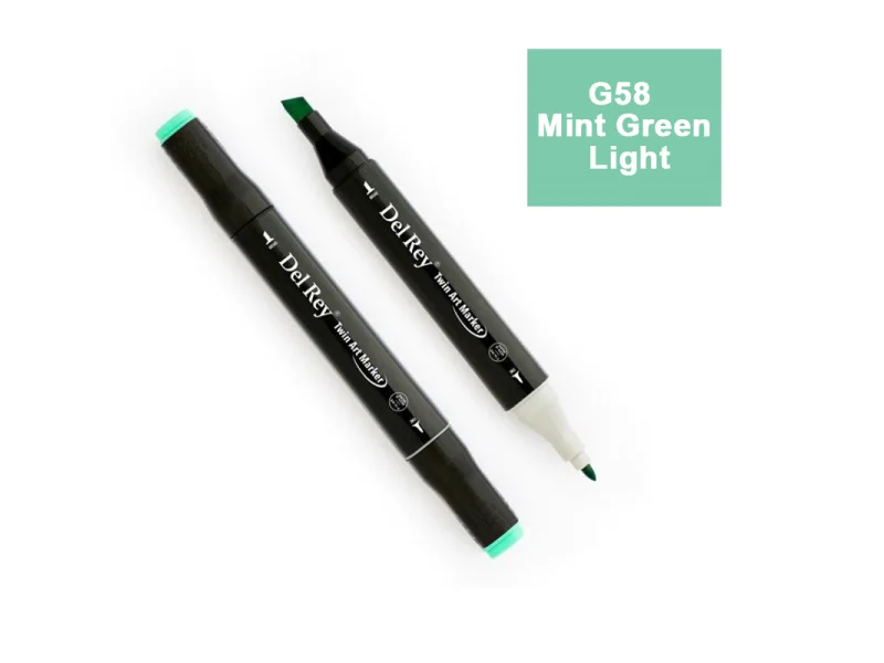 DEL REY TWIN MARKER G58 MİNT GREEN LİGHT ÇİFT UÇLU GRAFİK KALEMİ MN-DR058
