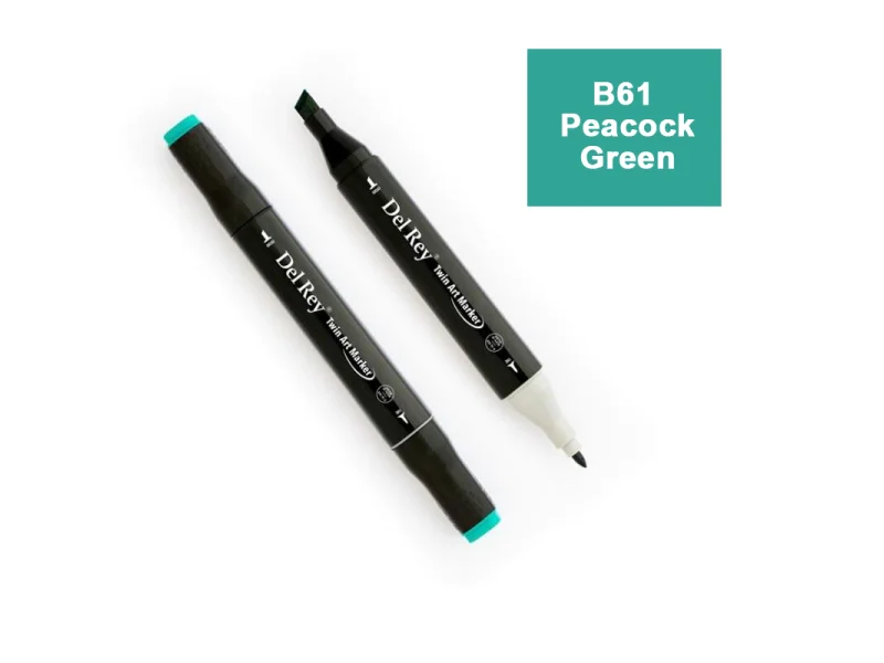 DEL REY TWIN MARKER BG61 PEACOCK GREEN ÇİFT UÇLU GRAFİK KALEMİ MN-DR061