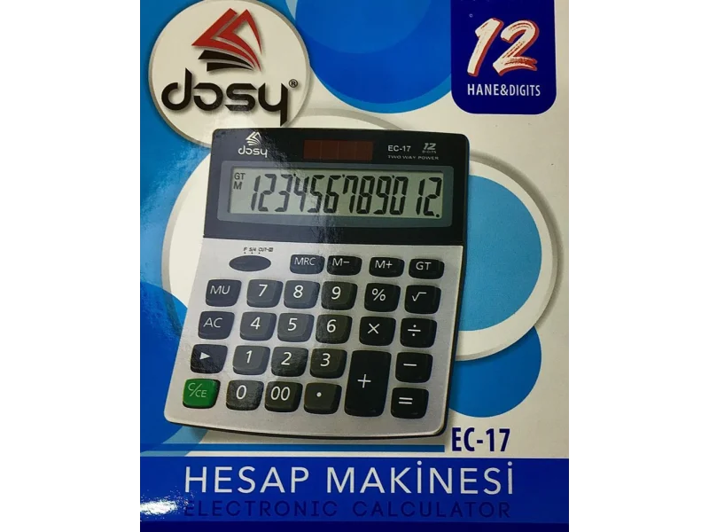DOSY HESAP MAKİNASI ORTA BOY EC-17 DOSY HESAP MAKİNASI ORTA BOY EC-17