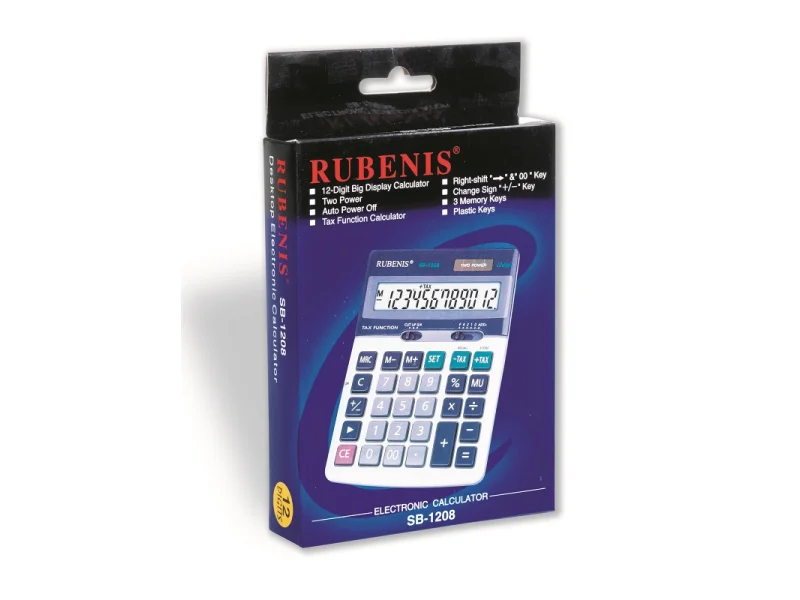 RUBENIS SB-1208 MASA TİPİ HESAP MAKİNESİ 12 HANE RUBENIS SB-1208 MASA TİPİ HESAP MAKİNESİ 12 HANE