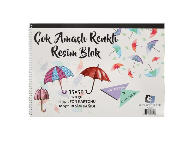 ALEX ÇOK AMAÇLI 35x50 RESİM+FON BLOK DEFTER 10+15 YP.ALX-0299