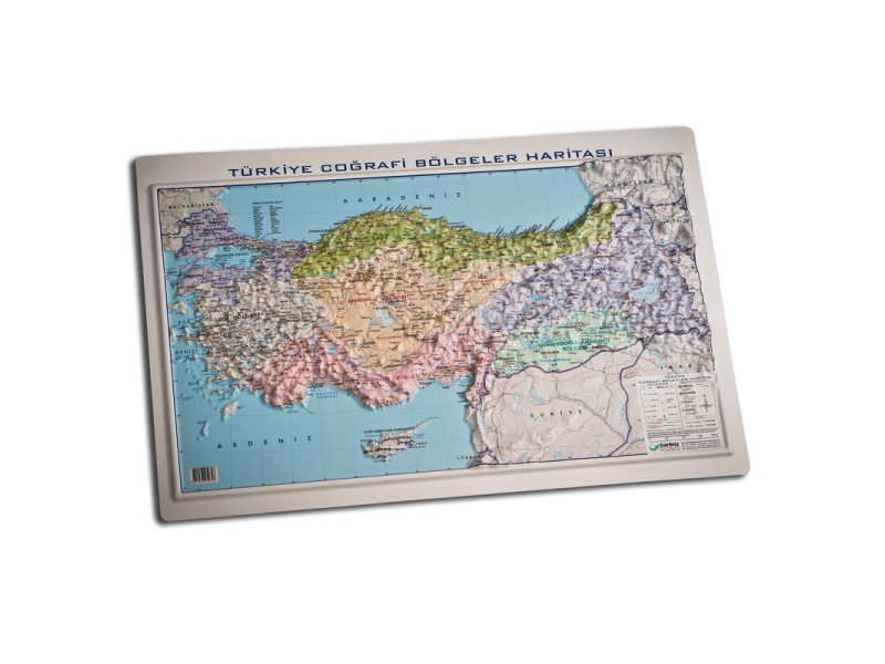GÜRBÜZ 25031 KABARTMA HARİTA TÜRKİYE BÖLGELER 35x50 GÜRBÜZ 25031 KABARTMA HARİTA TÜRKİYE BÖLGELER 35x50