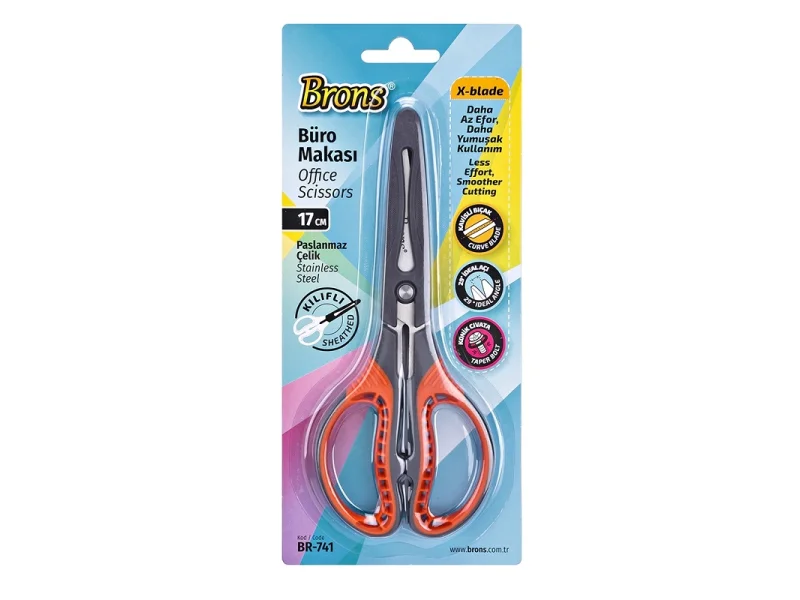 BRONS BÜRO MAKASI KORUMA KILIFLI BR-741 17 cm BRONS BÜRO MAKASI KORUMA KILIFLI BR-741 17 cm
