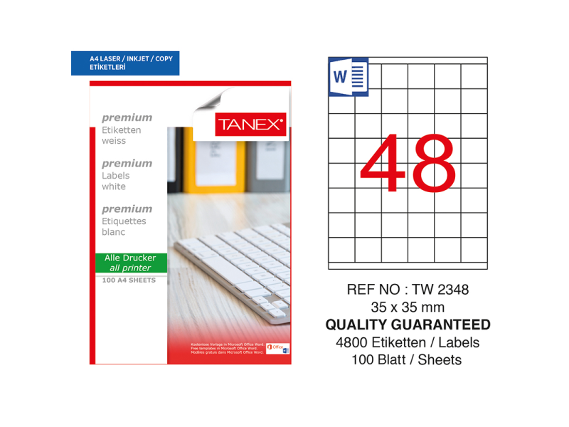 TANEX 35x35 LASER ETİKET TW-2348 TANEX 35x35 LASER ETİKET TW-2348