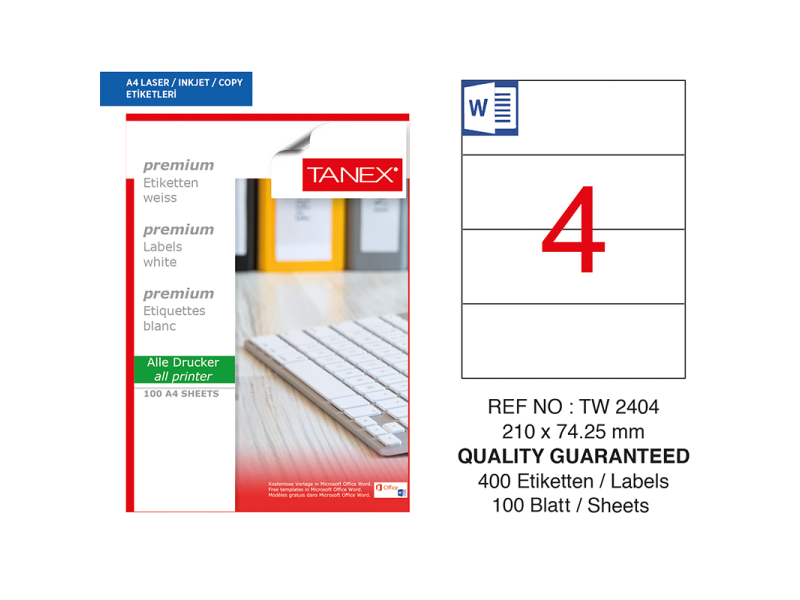 TANEX 210x74.25 LASER ETİKET TW-2404 TANEX 210x74.25 LASER ETİKET TW-2404