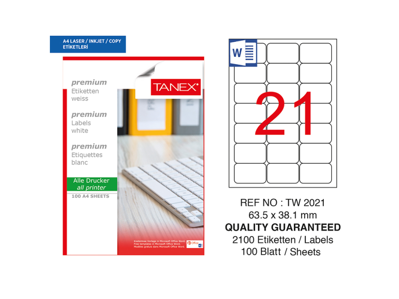 TANEX 70x38 LASER ETİKET TW-2121 TANEX 70x38 LASER ETİKET TW-2121