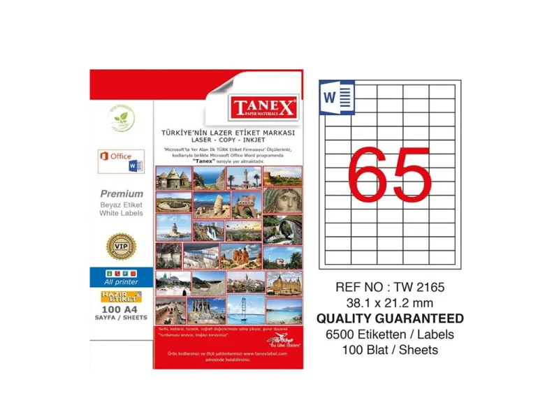 TANEX 38.1x21.2 LASER ETİKET TW-2165