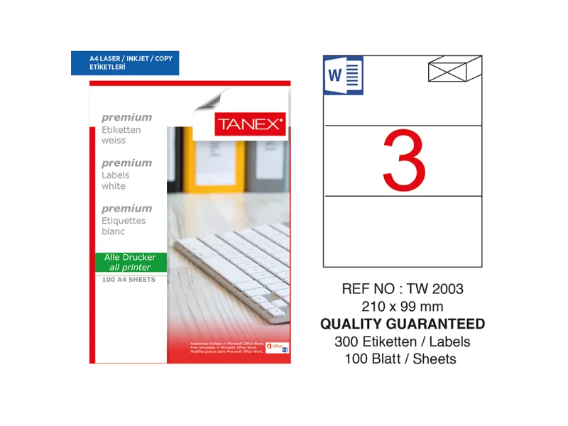TANEX 210x99 LASER ETİKET TW-2003 TANEX 210x99 LASER ETİKET TW-2003