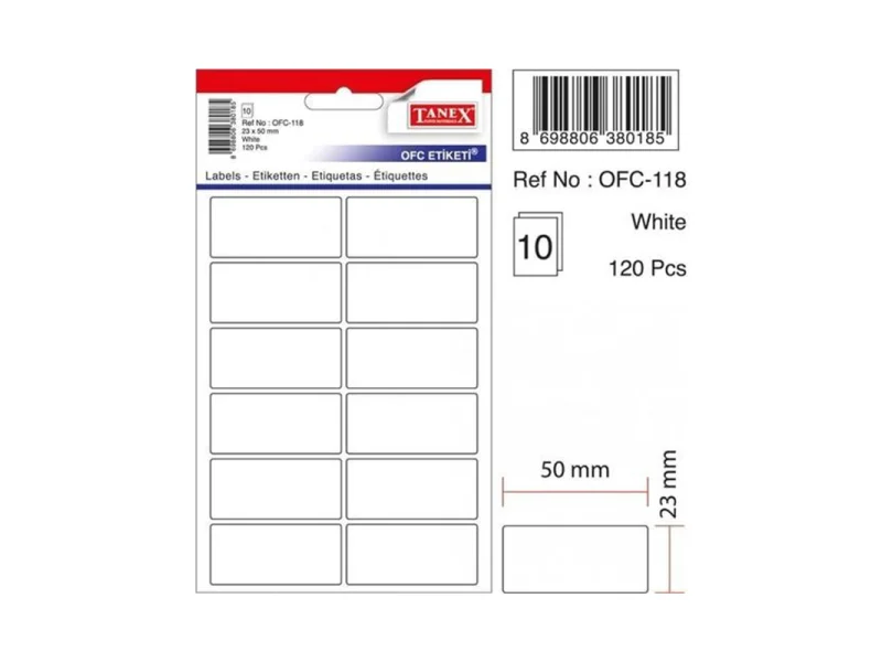 TANEX OFC-118 23x50 mm BEYAZ OFİS ETİKETİ