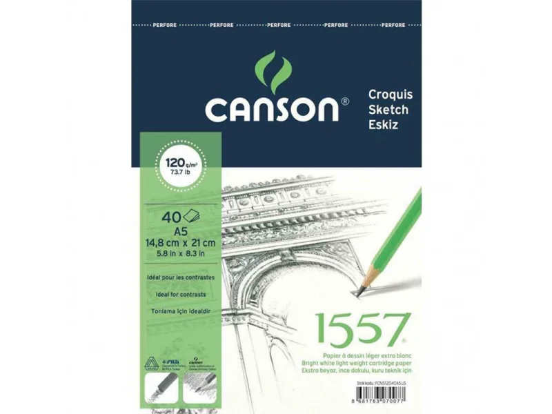 CANSON 1557 A5 40 YP RESİM VE ÇİZİM BLOK 12040A5