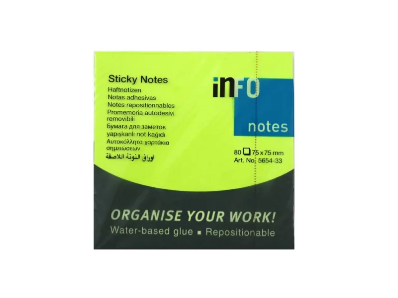 INFO NOTES 75x75 FOSFOR YEŞİL POSTİT 80 yp 565433