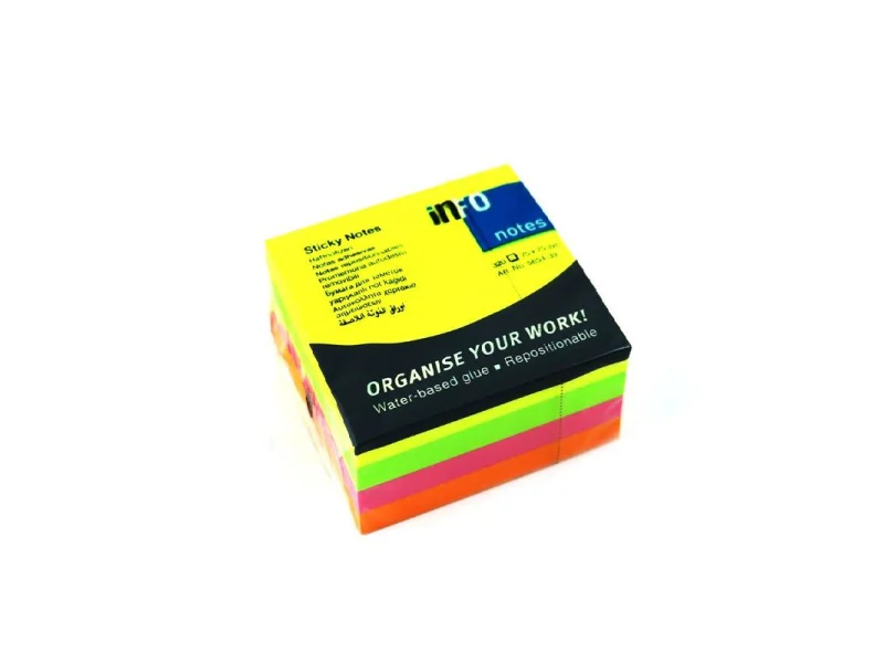 INFO NOTES 75x75 PARLAK 4 RENK KÜP POSTİT 320 YAPRAK 565439