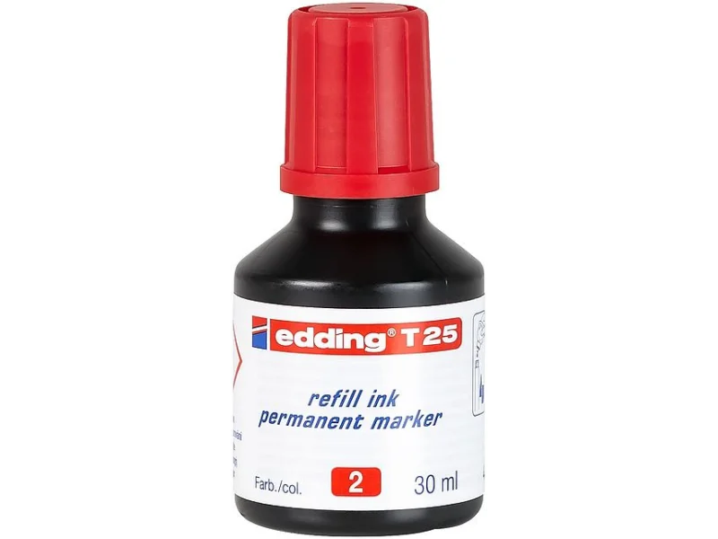 EDDİNG T25 KIRMIZI PERMANENT MÜREKKEP 25ML EDDİNG T25 KIRMIZI PERMANENT MÜREKKEP 25ML