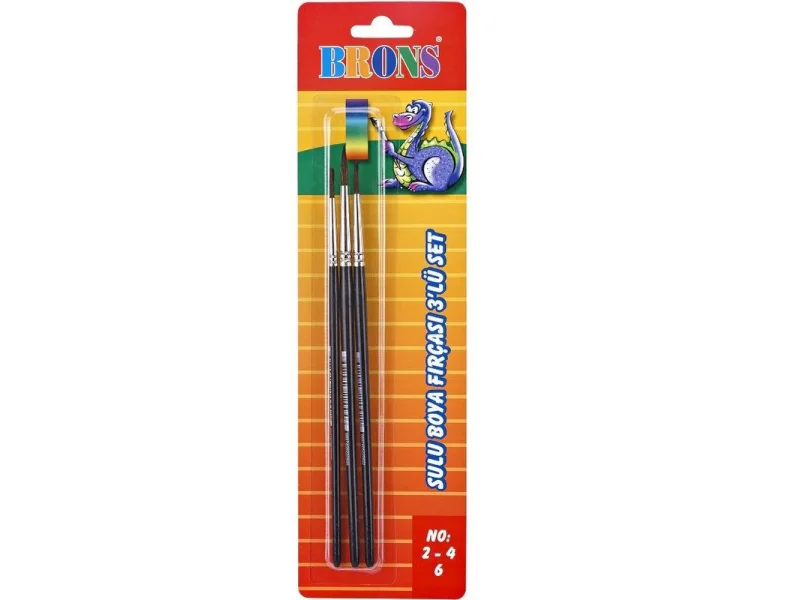 BRONS 145 SERİSİ SULU BOYA FIRÇA SETİ 3 LÜ No.2-4-6 BR-244 BRONS 145 SERİSİ SULU BOYA FIRÇA SETİ 3 LÜ No.2-4-6 BR-244