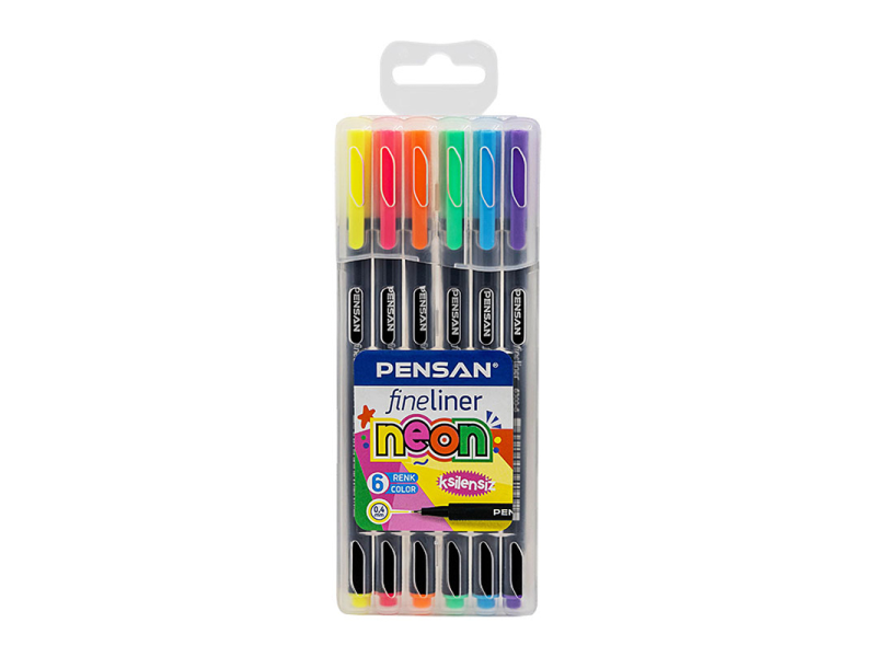 PENSAN 6300 FINELINER KALEM 6 LI NEON PVC KUTU