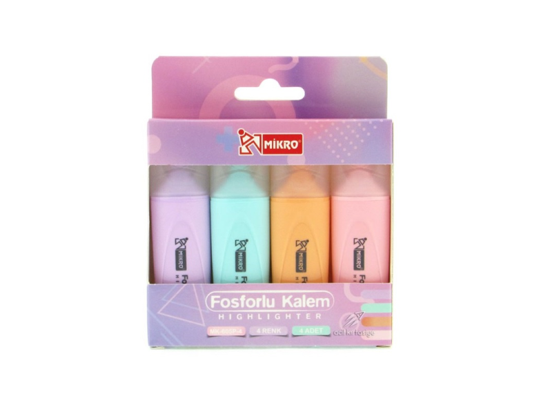 MİKRO MK 605P-4 4 LÜ PASTEL RENKLİ FOSFORLU KALEM