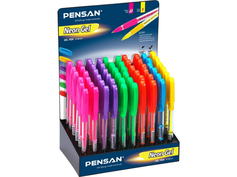 PENSAN NEON GEL KALEM 60 LI STAND 22290/S