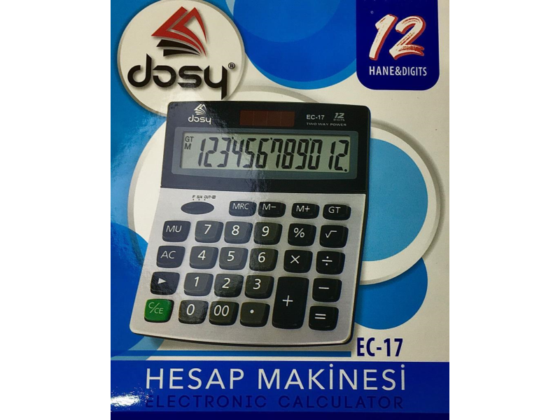 DOSY HESAP MAKİNASI ORTA BOY EC-17 DOSY HESAP MAKİNASI ORTA BOY EC-17