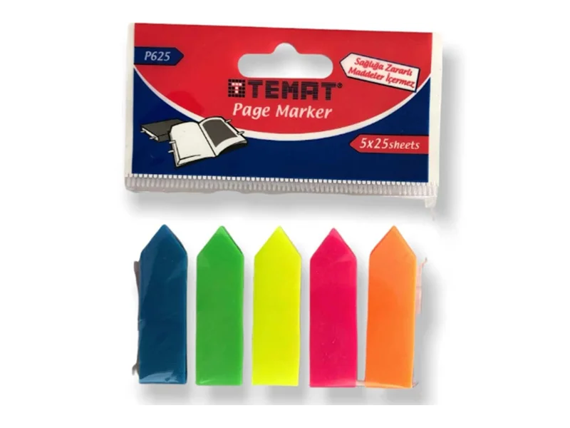 TEMAT P-625 45x12 İNDEX YAPIŞKANLI AYRAÇ OK ŞEKİLLİ 5x25 YP.362002 TEMAT P-625 45x12 İNDEX YAPIŞKANLI AYRAÇ OK ŞEKİLLİ 5x25 YP.362002
