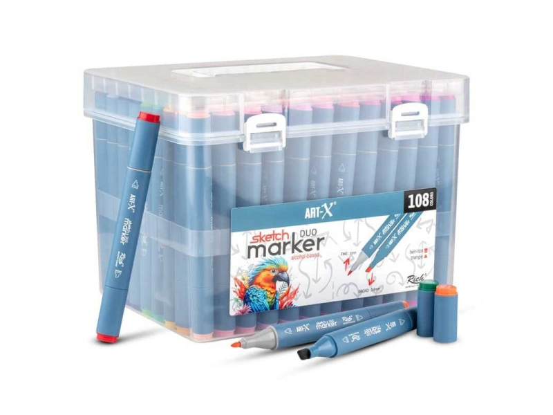 RICH ART-X SKETCH MARKER DUO ÇİFT UÇLU KALEM 108 Lİ KLM-18052 RICH ART-X SKETCH MARKER DUO ÇİFT UÇLU KALEM 108 Lİ KLM-18052
