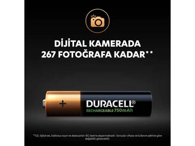 Duracell 750 Mah Şarjlı İnce Pil 2'li Duracell 750 Mah Şarjlı İnce Pil 2'li