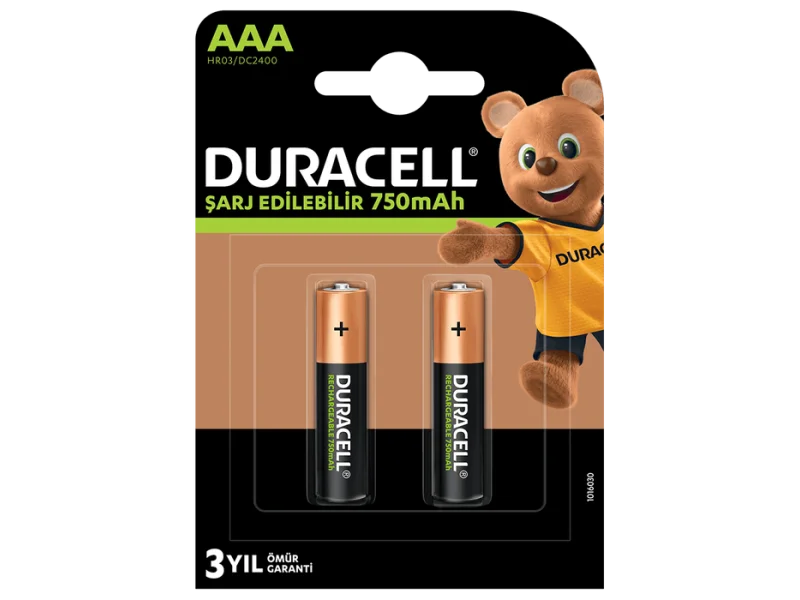 Duracell 750 Mah Şarjlı İnce Pil 2'li Duracell 750 Mah Şarjlı İnce Pil 2'li