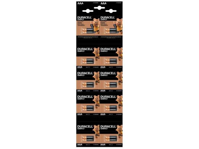 DURACELL AAA KARTELA PİL 20Lİ