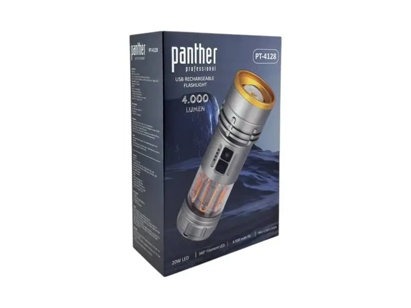 PANTHER PT-4128 USB ŞARJLI EL FENERİ PANTHER PT-4128 USB ŞARJLI EL FENERİ
