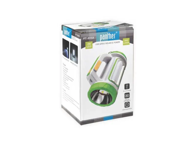 PANTHER PT-8158 SOLAR USB ŞARJLI EL FENERİ PANTHER PT-8158 SOLAR USB ŞARJLI EL FENERİ