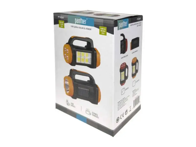 PANTHER PT-8267 USB ŞARJLI SOLAR EL FENERİ PANTHER PT-8267 USB ŞARJLI SOLAR EL FENERİ