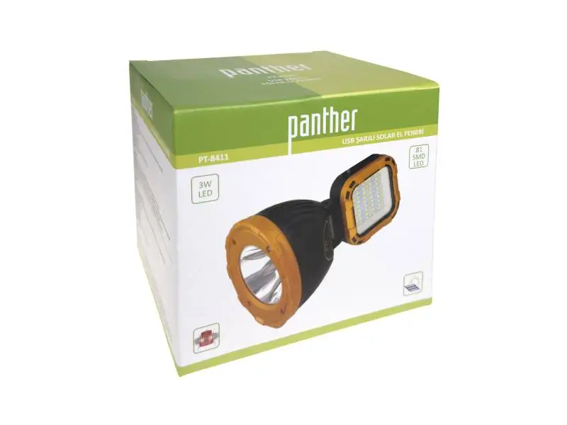 PANTHER PT-8411 USB ŞARJLI SOLAR EL FENERİ PANTHER PT-8411 USB ŞARJLI SOLAR EL FENERİ