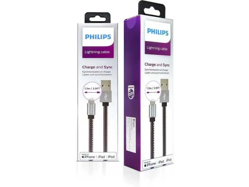 PHILIPS DLC2508B 1.2M LIGHTNING ÖRME MFI USB KABLO PHILIPS DLC2508B 1.2M LIGHTNING ÖRME MFI USB KABLO